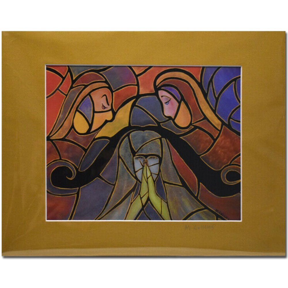Artist Signed Gold Matted Abstract Art Print